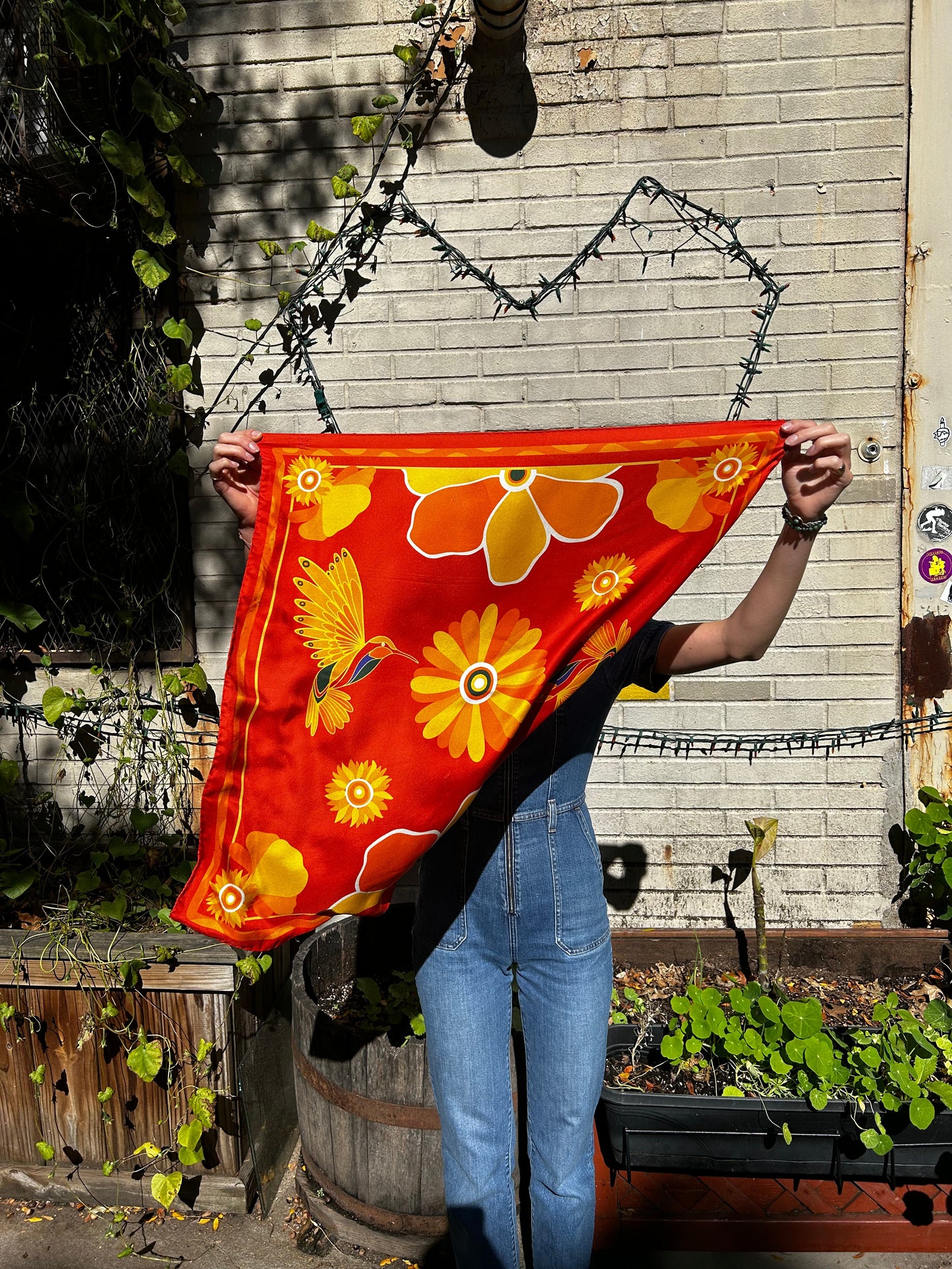 Red Humming in Balance Silk Scarf